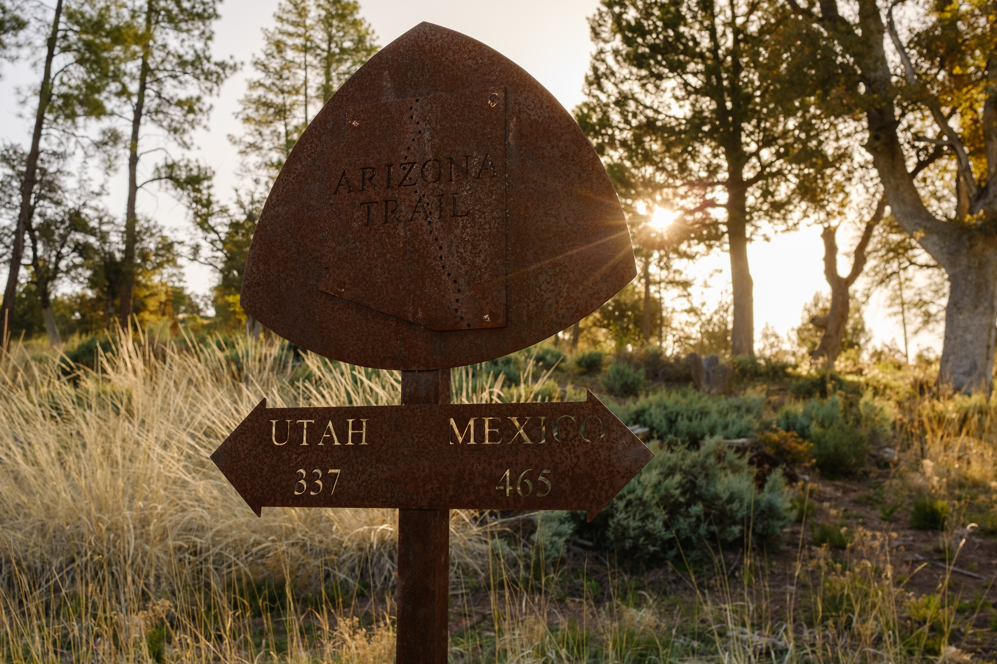 Sign at the trailhead in Pine